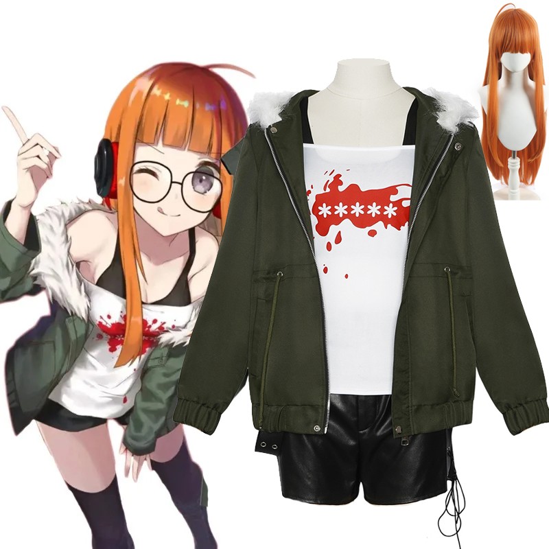 Futaba Sakura Game Persona 5 Cosplay Costume Coat Jacket Shirt Set