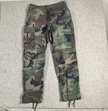 Vintage Military Pants Med 33x31 Green Cargo Army Woodland Camo Baggy