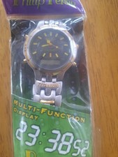 Philip Persio Wristwatch Mens Titanium and Gold Tone Chronograph Style WORKS