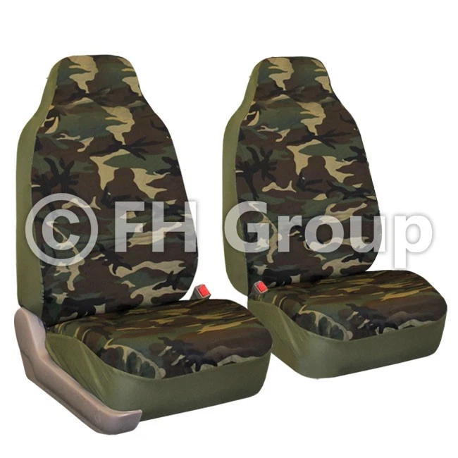 Fundas de asiento de coche FH Group ajuste universal estampado verde oscuro con tapetes negros Foto 3 de 4