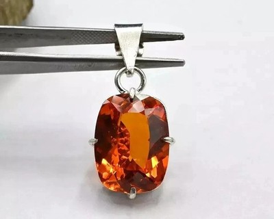 20 Ct Natural Ceylon Orange Sapphire Cushion Cut AGL Certified Gemstone Pendant