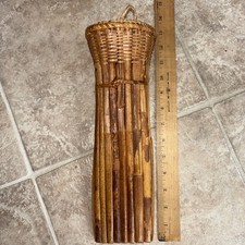 Vintage Bamboo Woven Basket Boho Rustic Cottagecore Asian Decor Accent