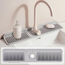 23.6 inch Silicone Faucet Mat for Kitchen Sink - 6  Slope  Fasten Button Design