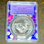 1984 1oz Silver Engelhard Prospector Eagle Reserve Round PCGS Traderbea