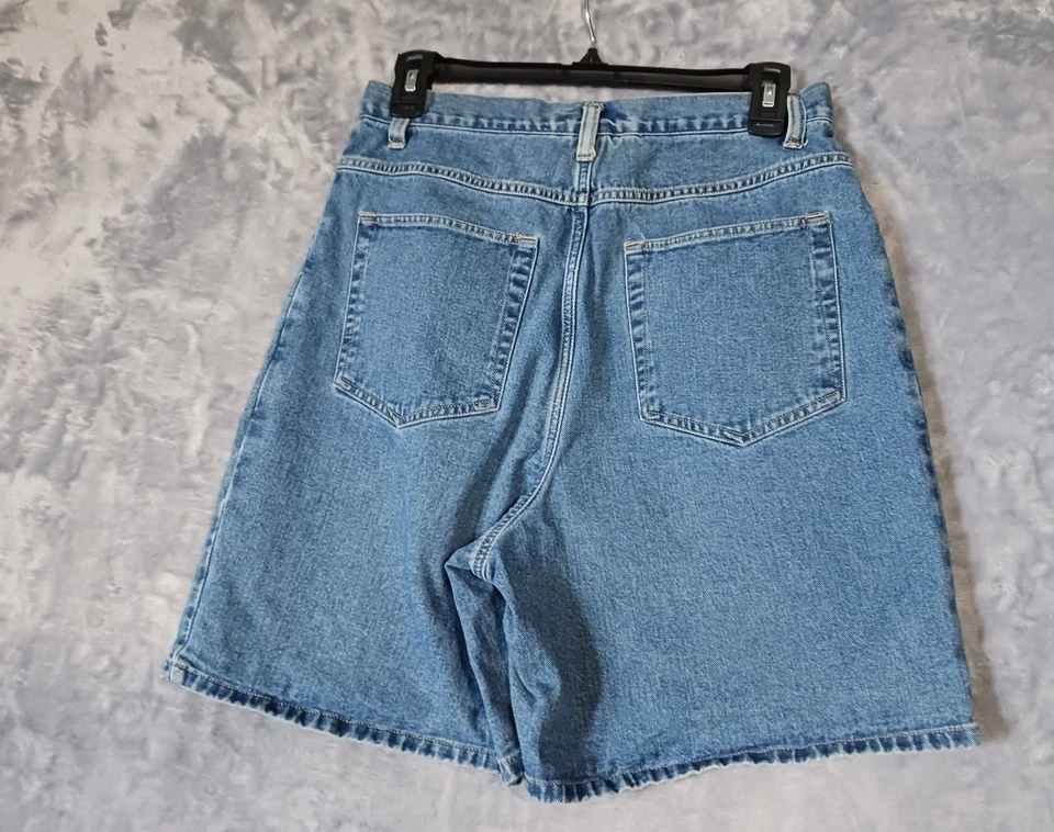 Pantalones cortos de mezclilla Cherokee para mujer talla 10 azules tiro alto plisados vintage mamá jean años 90 Foto 2 de 4
