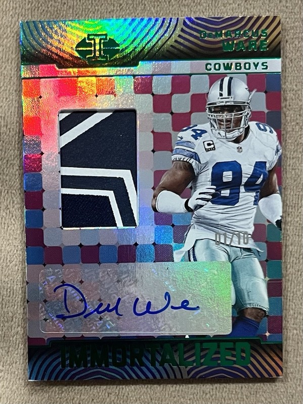 2024 Panini Illusions DeMarcus Ware Immortalized Patch Auto Green 1/10 Cowboys