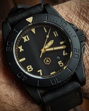 ANCON SEA SHADOW movimento automatico quadrante NERO CALIFORNIA CRISTALLO ZAFFIRO 200 B&P