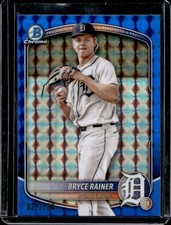 2025 Bowman Bryce Rainer Chrome Prospects Blue Geometric Refractor #/150 Tigers