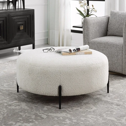 Uttermost Arles Large Plush White Ottoman - Picture 6 of 6
