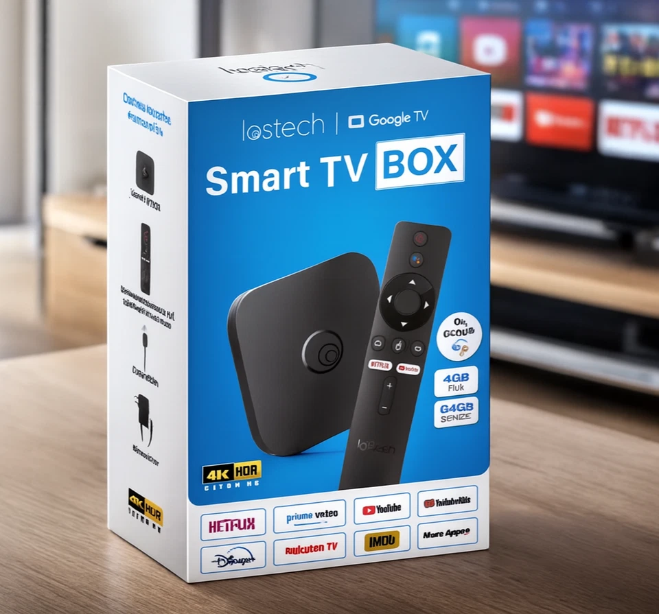 TV Box 4K Google SMART TV Android 13 Smart WiFi 4GB RAM 64GB ROM Chromecast HD - Immagine 2 di 4