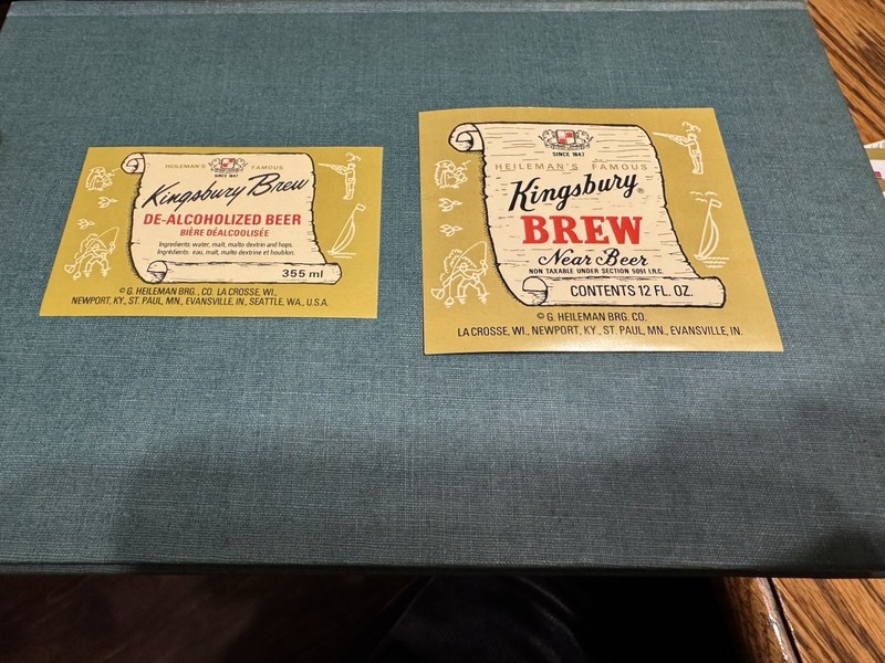 2 G Heileman Kingsbury Non Alcoholic Beer Bottle Labels With 4 Cities Unused Wis