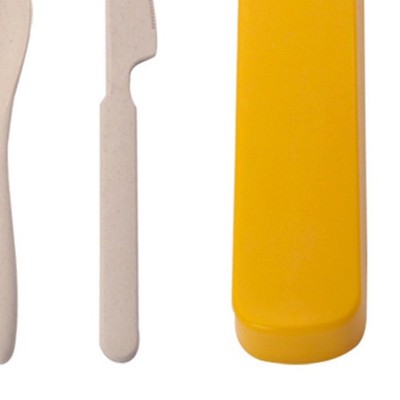 (Blau)4 Set Weizenstroh Besteck Tragbare Reiseutensilien Set Mit Case Messer DO