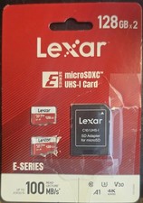 Lexar 128GB  2 Micro SD Memory Card microSDXC UHS-I V30 4K UHD E- Series Tested
