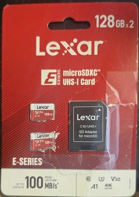 Lexar 128GB ×2 Micro SD Memory Card microSDXC UHS-I V30 4K UHD E- Series Tested 