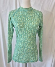 New J. Crew Womens Rash Guard Green Yellow Floral Back Zip Top