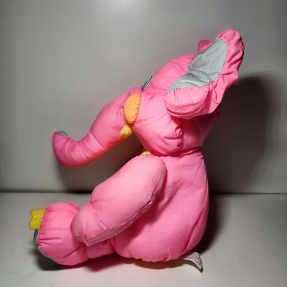 Dan Dee Elephant Puffalump Plush 1980s 90s Pink Yellow Orange Gray Limited - Image 4 of 4