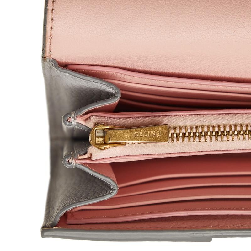 Celine Large Flap Multi-Function Wallet Gray Leat… - image 5