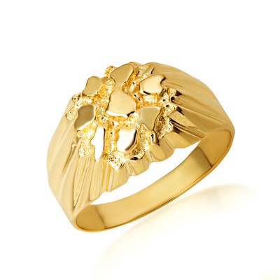 Gelbgold Herrenring massiv Unikat Nugget