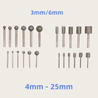 Zylinder / Kugel Diamant Schleifstift Schleifer Fräser 3/6 mm Schaft für Dremel