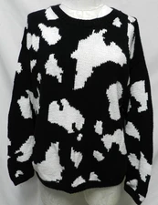 Vittadini Sport Vintage knit Cotton Sweater Top black white Size Sz Large Lg L