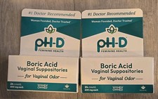  2 PH-D Women Feminine Health Support Boric Vaginal Suppositories 24ct EXP 9/28