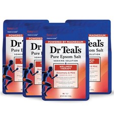 Dr Teal's Pure Epsom Salt Soak, Wellness Therapy 3 Ounce Pack of 4 , White