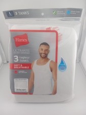 Hanes 7990W3 Classic Traditional Fit ComfortSoft Ribbed Tank Top 3-Pack LG