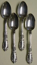* 4 VINTAGE ALVIN PRINCE EUGENE STERLING SILVER 5-7/8" TEASPOONS NO MONOGRAMS  *