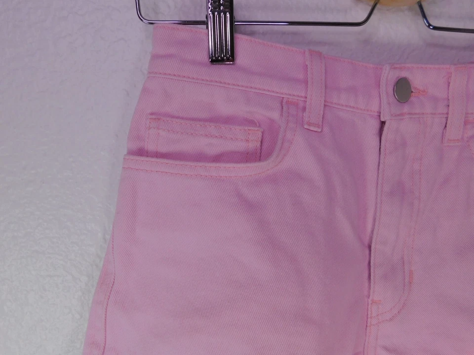 Pantalones Cortos de Jean American Apparel para Mujer 26 Rosa Cintura Alta Puño Denim Cortos Foto 3 de 4