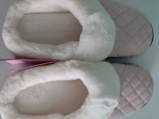 Ning memory foam women's slipper; size 7-8; pink quilted suede; brand new