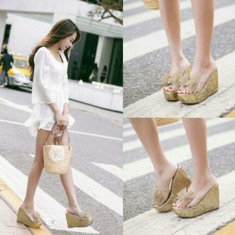 PANTOFOLA D’ORO Sandali scarpe ciabatte donna causali fiocco zeppa tacco plateau punta aperta