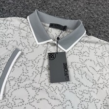 G/FORE G4 Star Dust Banded Sleeve Tech Mens Medium Jersey Golf Polo White 120