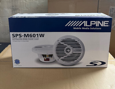 Alpine 16cm 6.5-inch 110W White Marine Boat Speakers with grills SPS-M601W