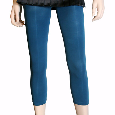 UNIQUE MICROFIBER PEACOCK OPAQUE FOOTLESS CAPRI LEGGING BY HOT TOPIC NIB