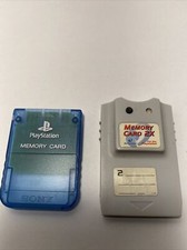 Genuine OEM Sony PlayStation Memory Card SCPH-1020 Blue Memory Card 2X P-112E