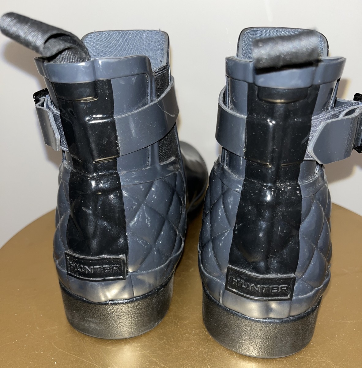 雨靴 HUNTER REFINED GLOSS QUILT CHELSEA Women's Quilted Gloss Refined Slim Fit Chelsea Boots - Black