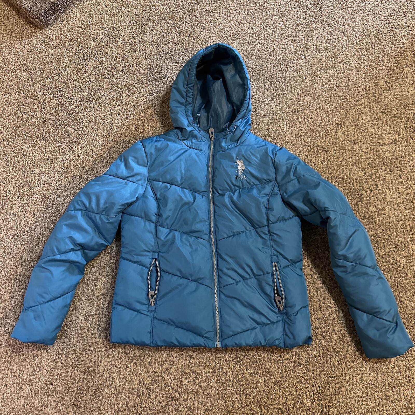 Giacca invernale US Polo Assn USPA LG classica corta blu puffer cappotto logo pony