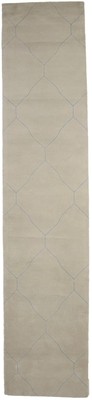 Hand-Tufted Contemporary Geometric Rug Beige Modern Decor Carpet 2'6x12 ft