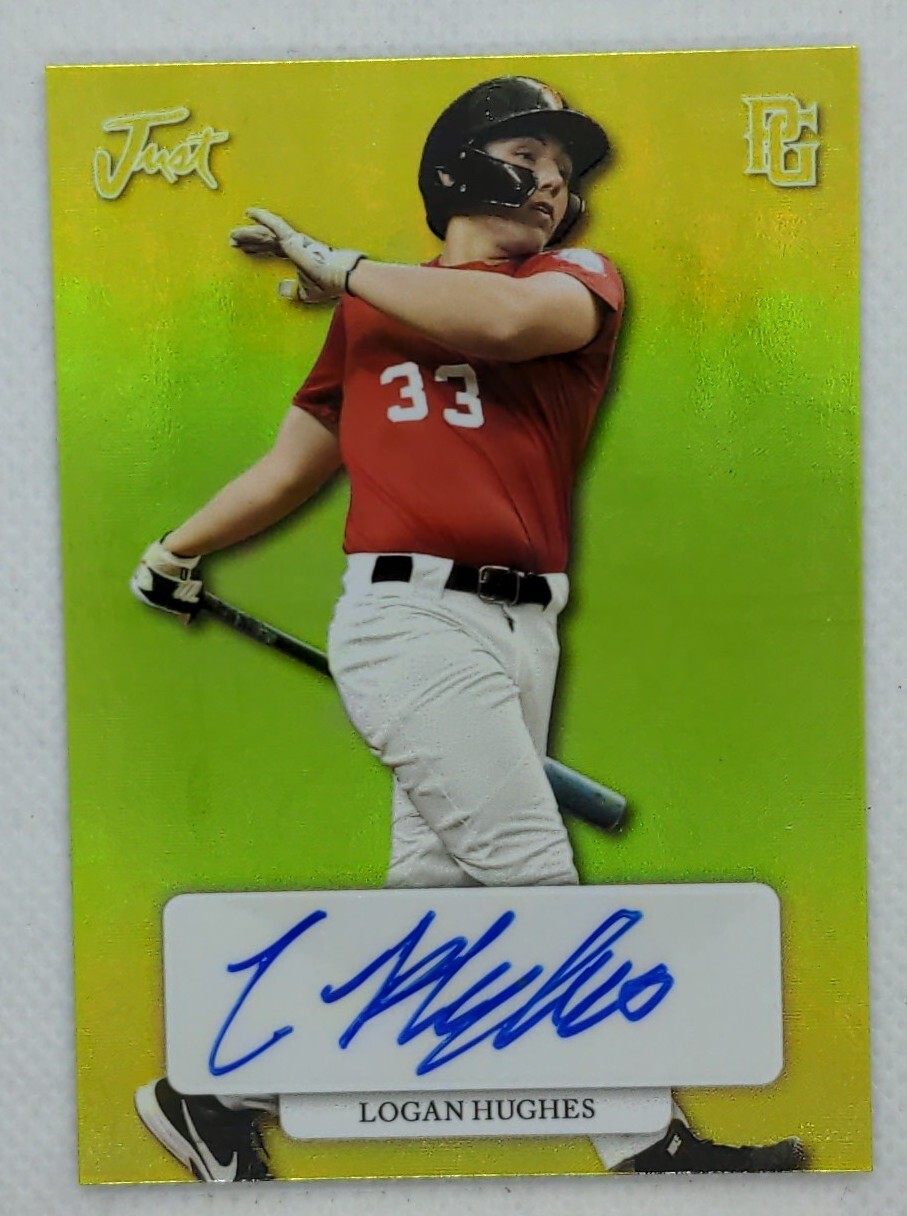 2022 LEAF PERFECT GAME NATIONAL SHOWCASE LOGAN HUGHES 5/10 LIME GREEN AUTO 