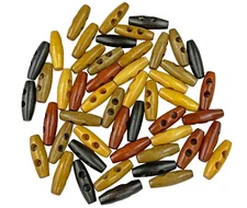 Wooden Toggle Buttons 50 PCS Mixed Colors 35x11mm 2 Holes Sewing DIY Craft
