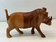 Vintage Hand Carved African Wart Hog - Wooden Figure 4"T - Botswana