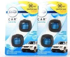 2 Packs Febreze Car 0.13 Oz Linen  Sky 2 Count Air Freshener Vent Clips
