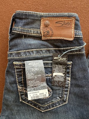 Women's NWT Silver Jean Co. SUKI Mid Rise, Curvy Fit, Bootcut, W25/L32, 8'' Rise