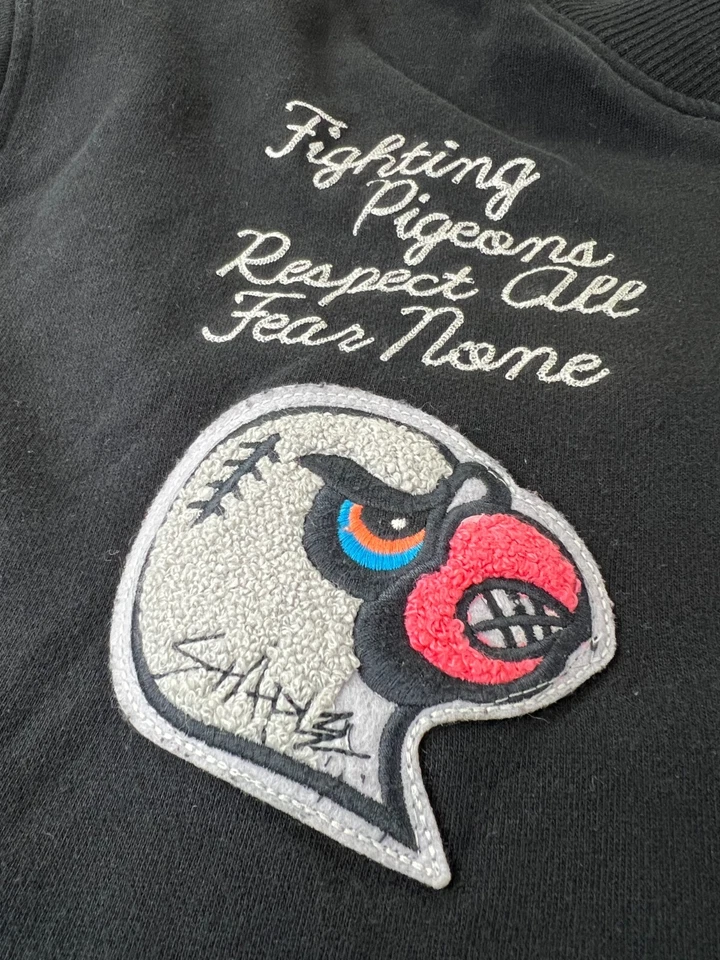 Chaqueta de bombardero Staple Brand Pigeon Varsity para hombre 2XL Letterman Streetwear negra Foto 3 de 4