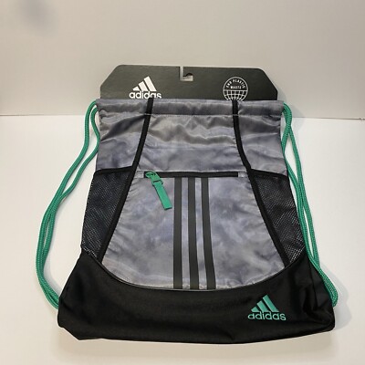 Adidas Alliance 2 Sackpack Stone Wash Grey/Court Green One Size New