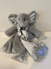 Bearington Baby Lovey Elephant Security Blanket 14  Chevron Bow Plush