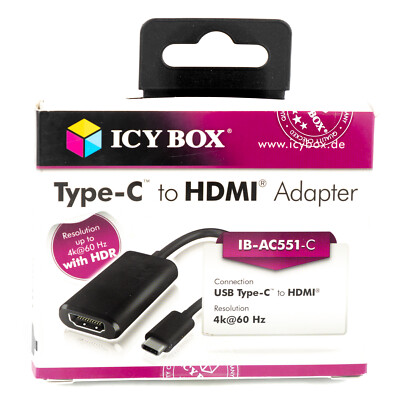 ICY BOX Typ C > HDMI Adapter 4K@60Hz Converter HDR Handy PC Laptop Tablet TV 204