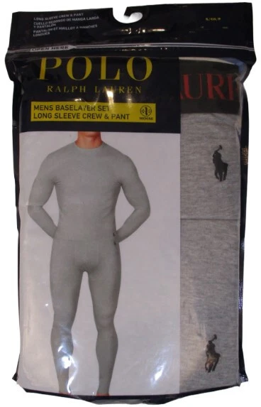 GENUINO POLO RALPH LAUREN TALLA PEQUEÑA GRIS 2 PIEZAS CONJUNTO CAPA BASE L/S TRIPULACIÓN Y PANTALÓN Foto 2 de 4