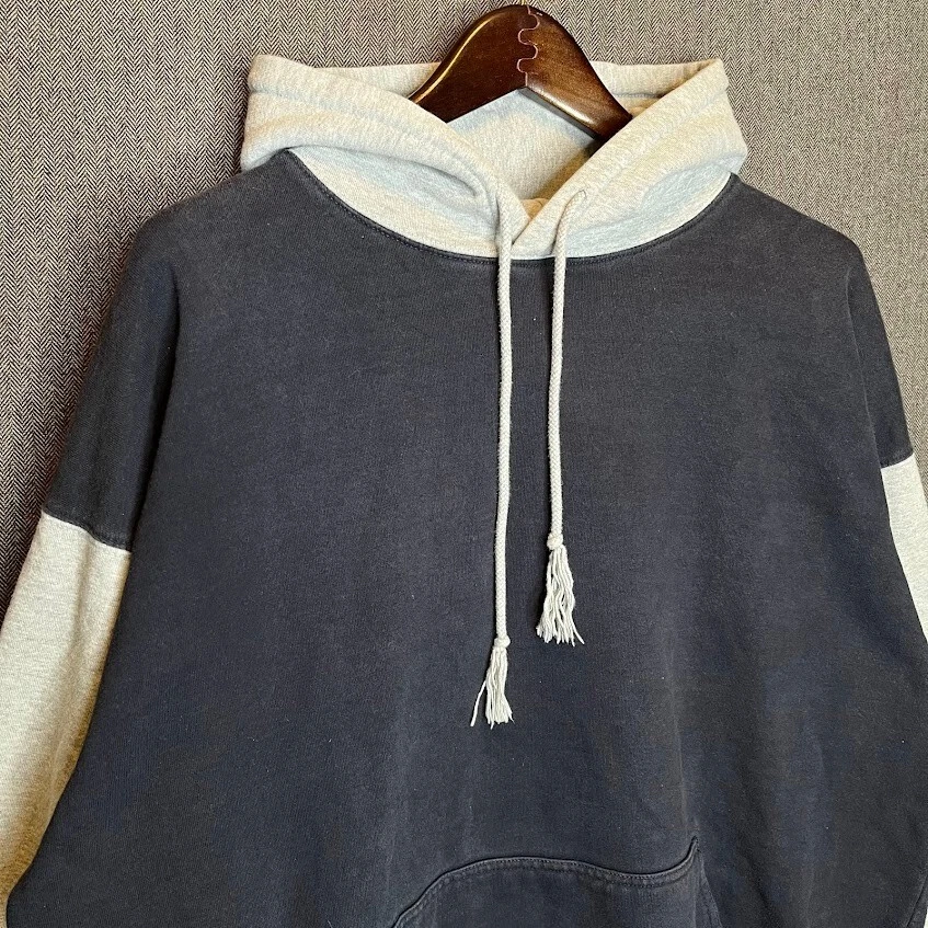 OFF WHITE Brandy Melville Felpa con Cappuccio Bicolore OS Grigio Panna Pullover Oversize Pile