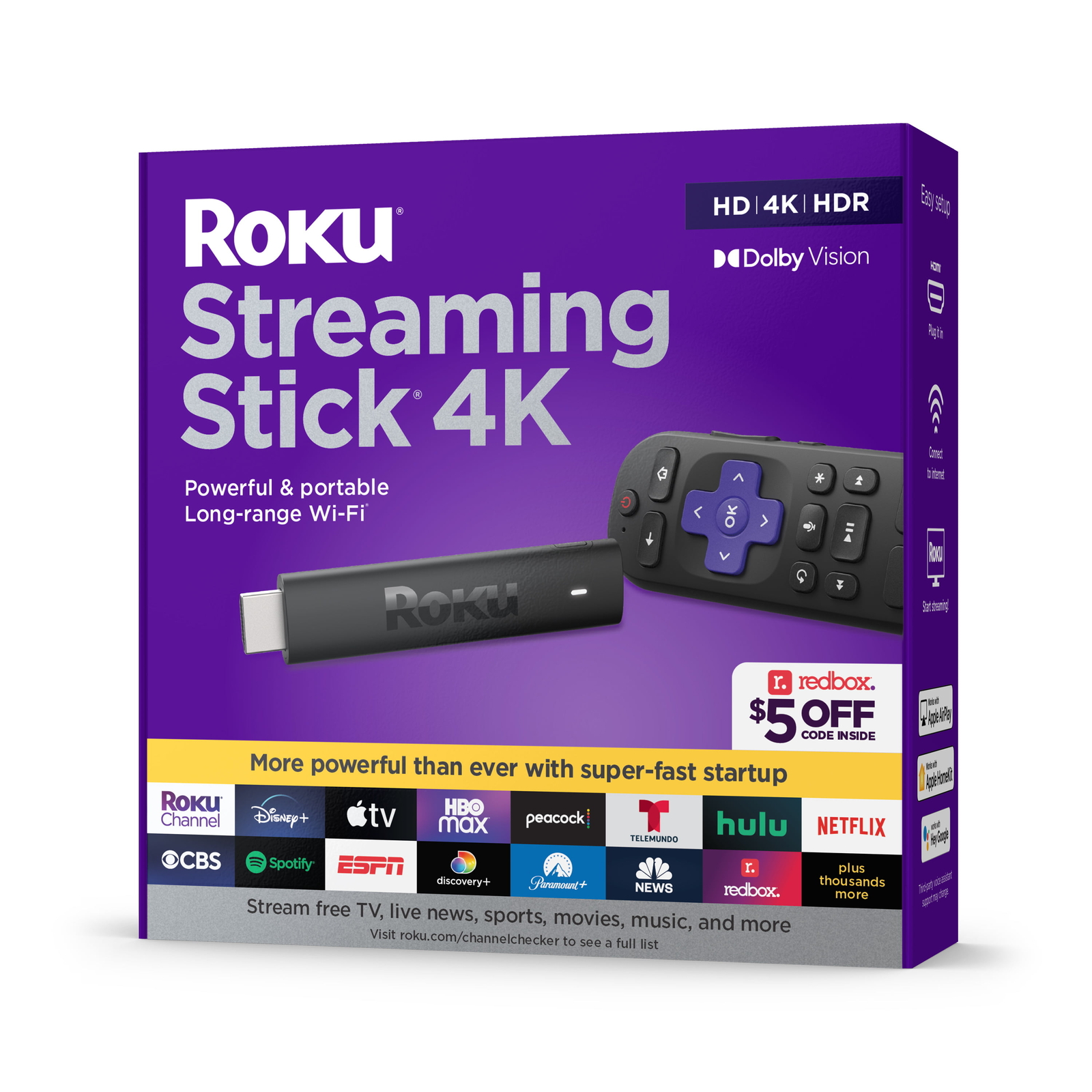 Roku Streaming Stick 4K | Streaming Device 4K/HDR/Dolby Vision with Voice Remote